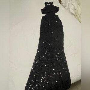 Windsor Black Halter Sequin Gown